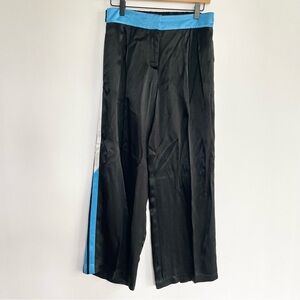 Serena Bute Trouser Black Blue White Stripe Adjustable Wide Leg Pant Size 10